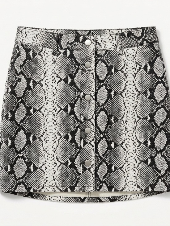 K. Zell Dresses & Skirts - K. Zell Faux Leather Snake Print Button Front Mini Skirt
